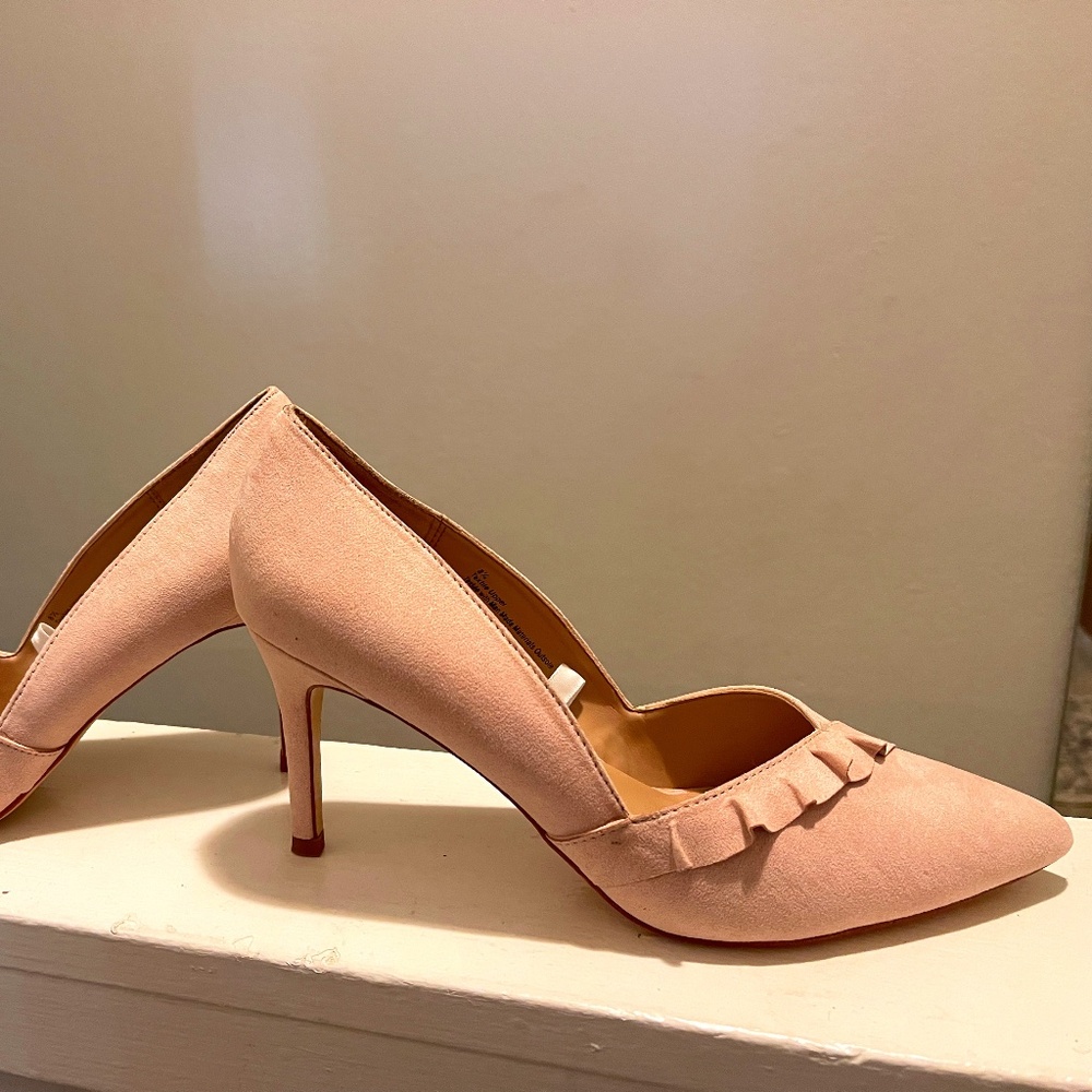 Ruffle Accent Kitten Heel - Light Pink